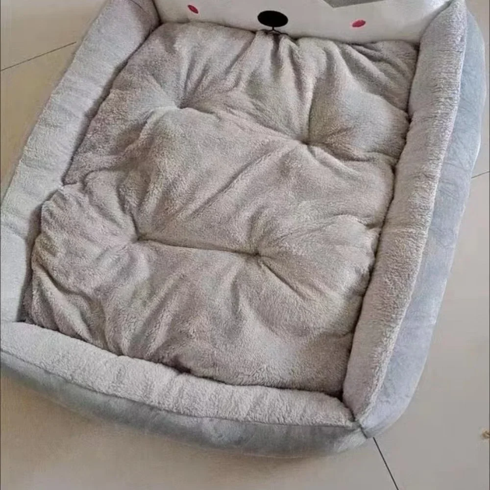 Pet Supplies Dog Bed Cushion Detachable Cartoon Pillow Washable Dog Cushion Gray